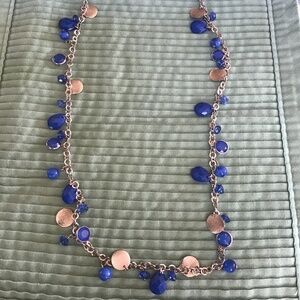 Silver tone and royal blue necklace